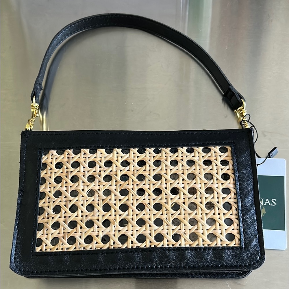 Black and Tan Woven Handbag